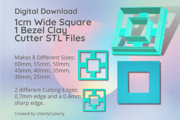1cm Wide Bezel Square Clay Cutter STL Files