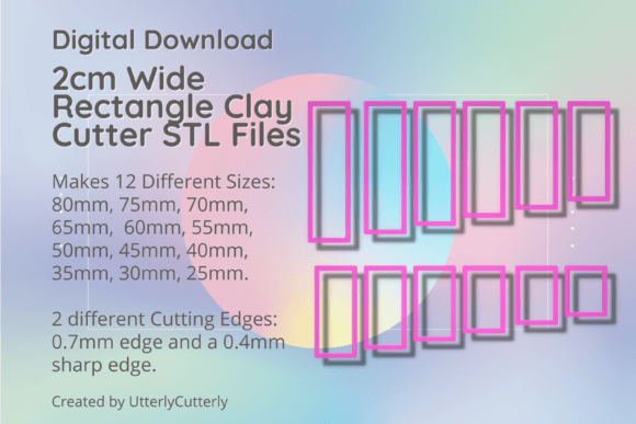 2cm Wide Rectangle Clay Cutter: Digital STL Evaluation Guide