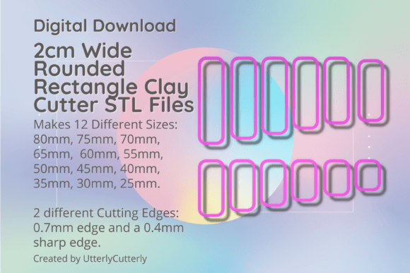 2cm Wide Rounded Rectangle Clay Cutter: Evaluating Digital STL Options for Polymer Clay and Baking