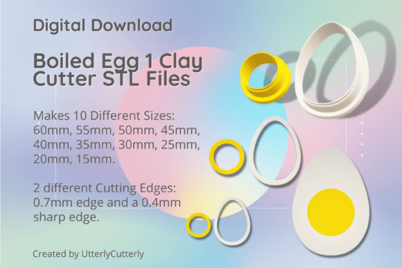 Boiled Egg 1 Clay Cutter - Breakfast Foo: Digital STL Files for Makers