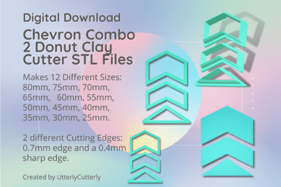 Chevron Combo 2 Geometric Clay Cutter STL Files