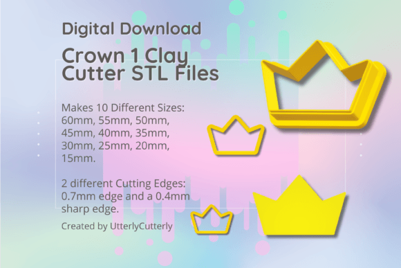 Clay Cutter STL File Crown 1 - Princess Design