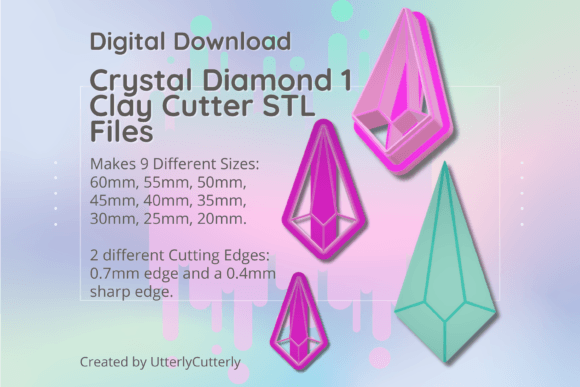 Clay Cutter STL File Crystal Diamond 1: Digital Designs for Jewelry and Baking
