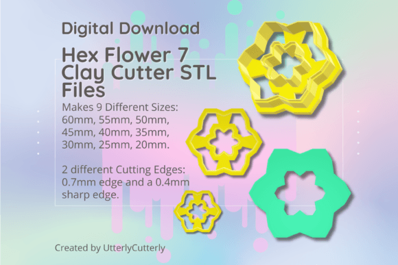 Clay Cutter STL File Flower Hexagon 7: Technical Specifications and Creative Applications for Digital Fabrication