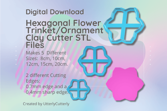 Clay Cutter STL File Hexagonal Flower Tr: Digital Download Evaluation