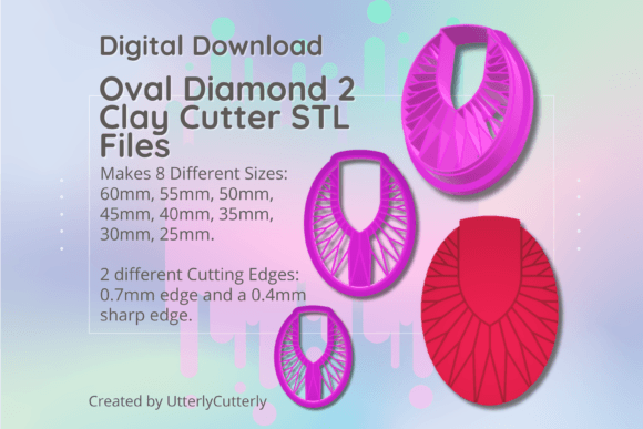 Clay Cutter STL File Oval Diamond 1 - Ea: Precision Tools for Polymer Clay and Baking