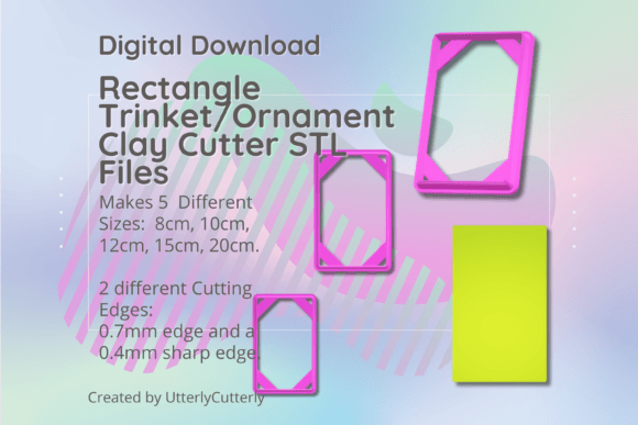 Clay Cutter STL File Rectangle Trinket O: Elevate Your Polymer Clay Creations