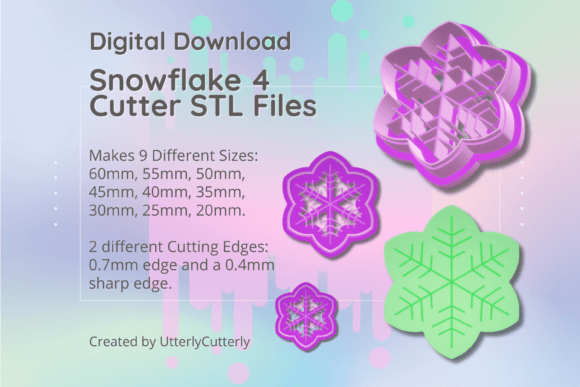 Clay Cutter STL File Snowflake 4 - Chris: Digital Designs for Jewelry, Baking, and Holiday Crafts