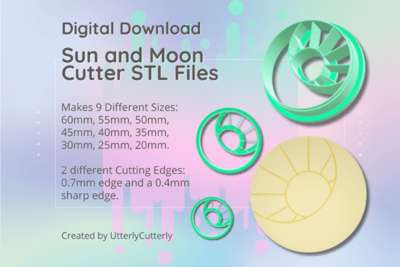 Clay Cutter STL File Sun and Moon - Cele: Digital Tools for Makers