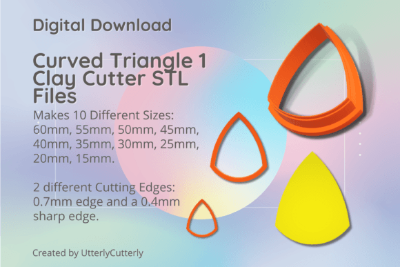 Curved Triangle 1 Clay Cutter - Mid Cent: Digital STL Files for Precision Crafting