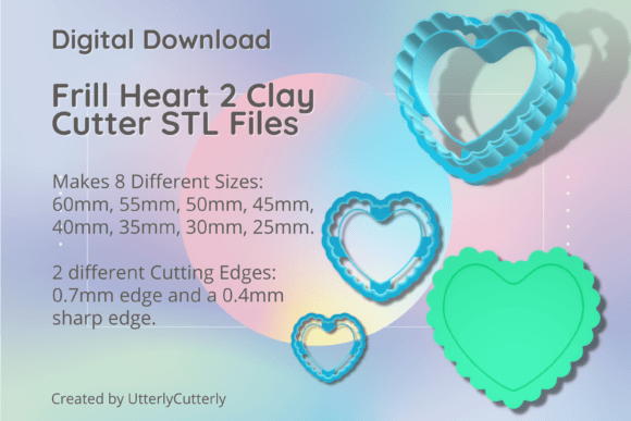Frill Heart 2 Clay Cutter - Valentines L: Digital STL Guide
