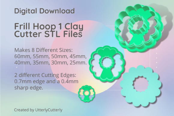 Frill Hoop 1 Clay Cutter - Retro 60s 70s: Digital STL Files for Vintage Jewelry Making
