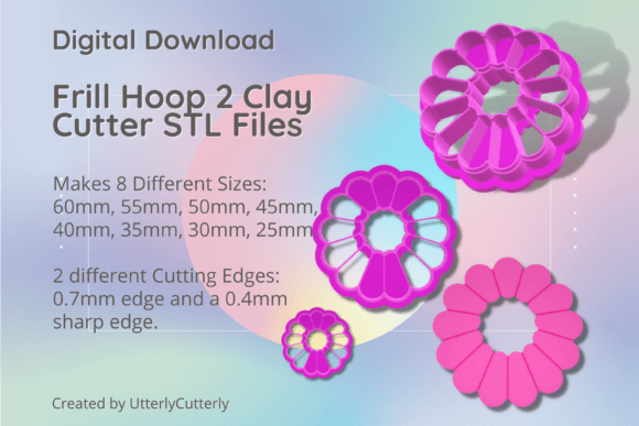 Frill Hoop 2 Clay Cutter: Retro 60s 70s STL Files