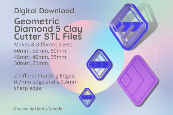 Geometric Diamond 5 Clay Cutter - STL Di: Precision Digital Tools for Modern Makers