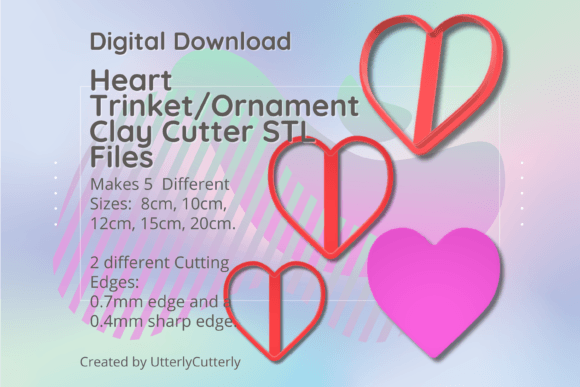 Heart Clay Cutter STL: Trinkets & Ornaments