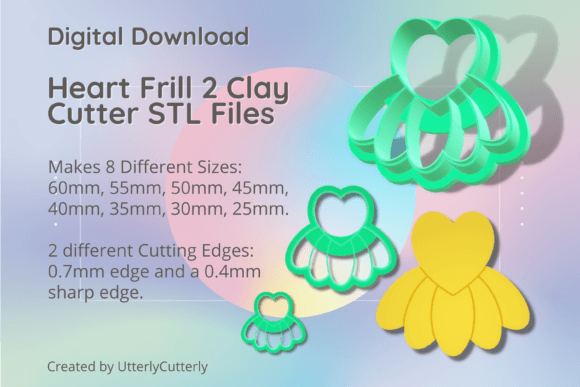 Heart Frill 2 Clay Cutter - Valentines S: Digital STL Files for Custom Creations
