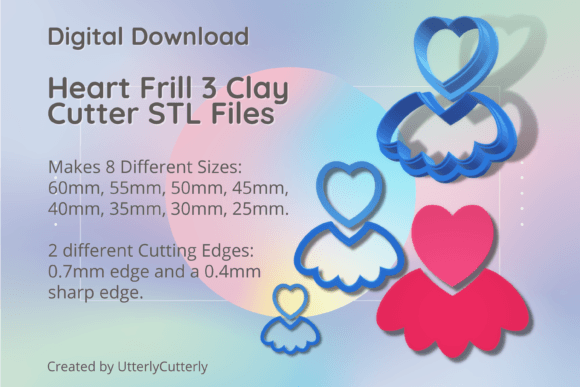 Heart Frill 3 Clay Cutter - Valentines S: Digital STL Files for Custom Creations