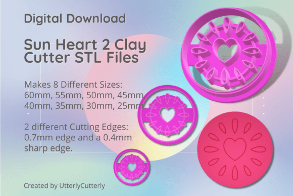 Heart Sun 2 Clay Cutter - Mid Century Mo: Digital STL Files for Versatile Crafting