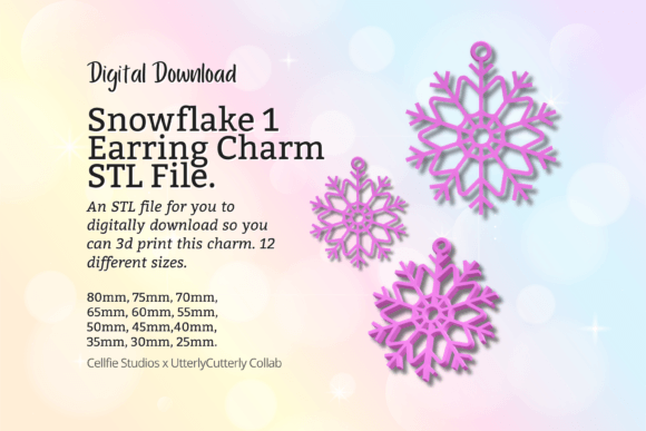 Snowflake 1 Earring Charm STL File: A Versatile Digital Download for Winter Creations