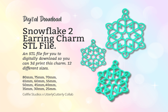 Snowflake 2 Earring Charm STL File: A Digital Download Guide for Versatile Winter Jewelry and Decor