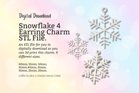 Snowflake 4 Earring Charm STL File