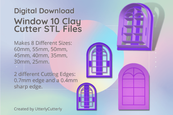 Window 10 Arch Clay Cutter STL Digital File